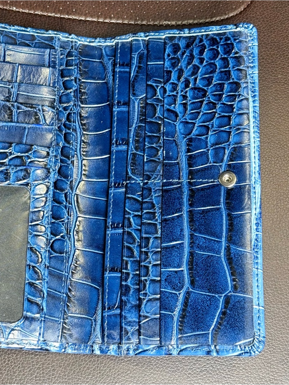 Brahmin Ady Blue Croc-Embossed Leather Wallet - Picture 8 of 11